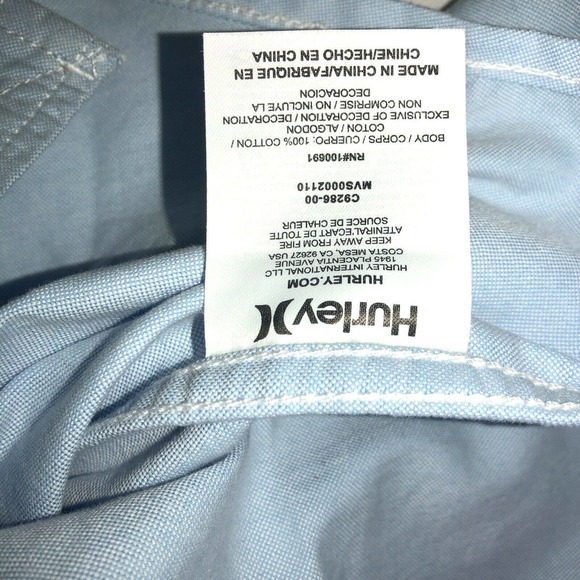 Hurley Button Down Oxford Blue‎ Shirt Size Small - Picture 6 of 7